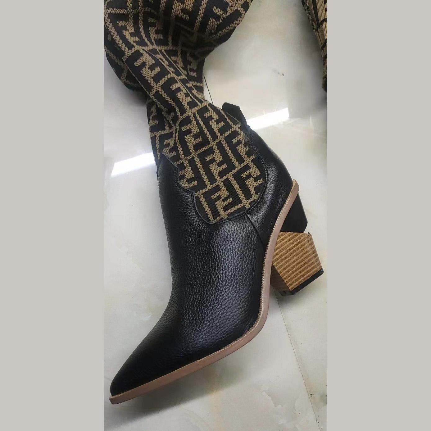 Fendi FF Cowboy Over the Knee Sock Boots  - 