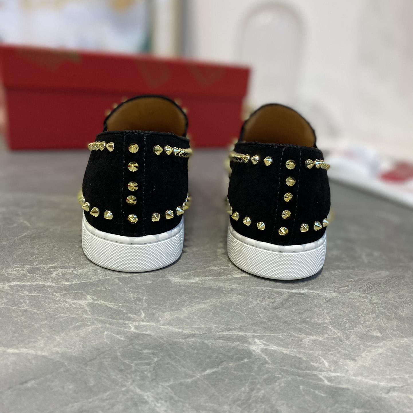Christian Louboutin Studded Suede Spike Slip-On Sneakers - 