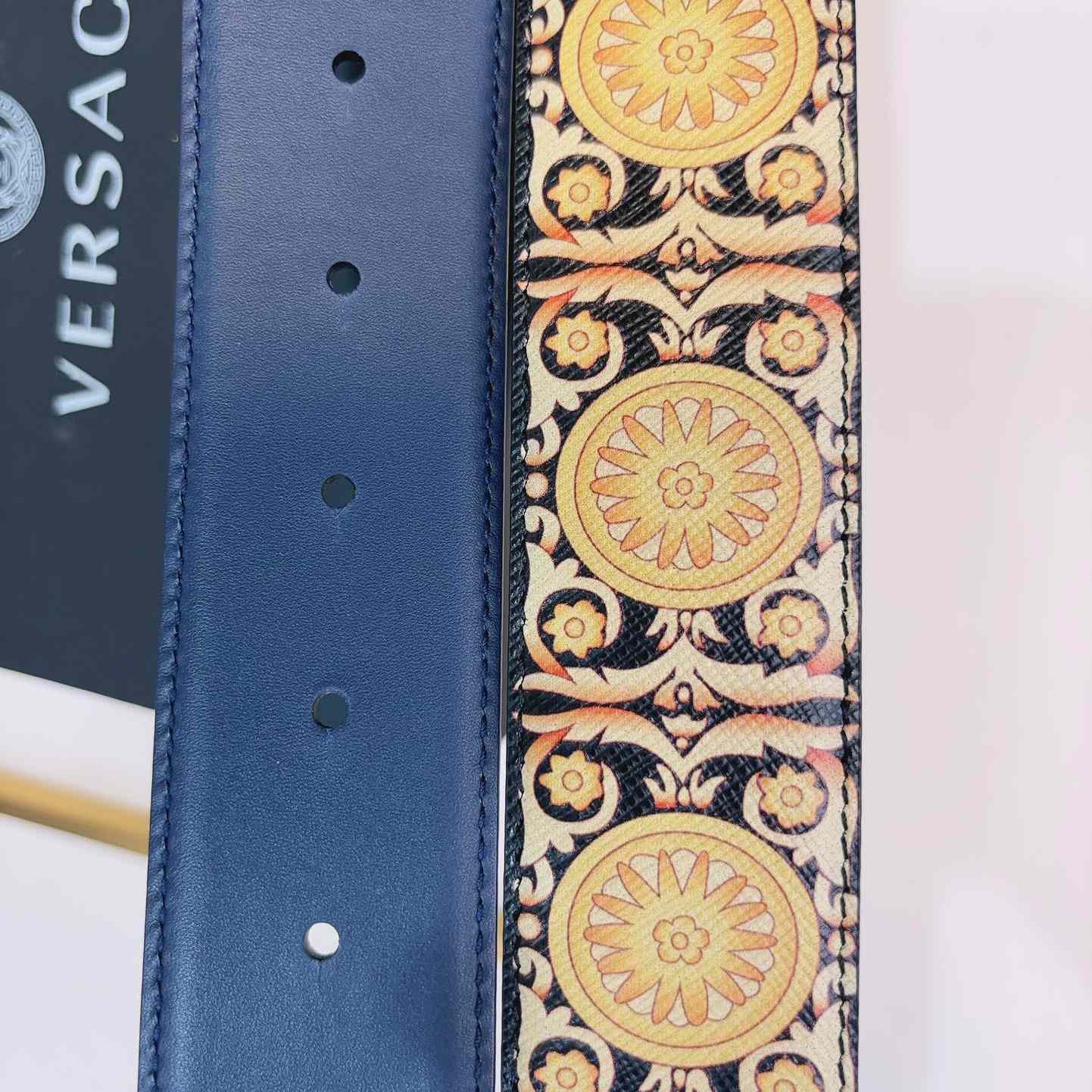 Versace La Medusa Logo-buckle Barocco-print Belt   40mm - 