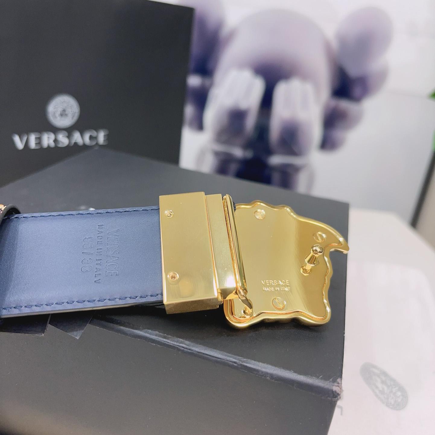 Versace La Medusa Logo-buckle Barocco-print Belt   40mm - 