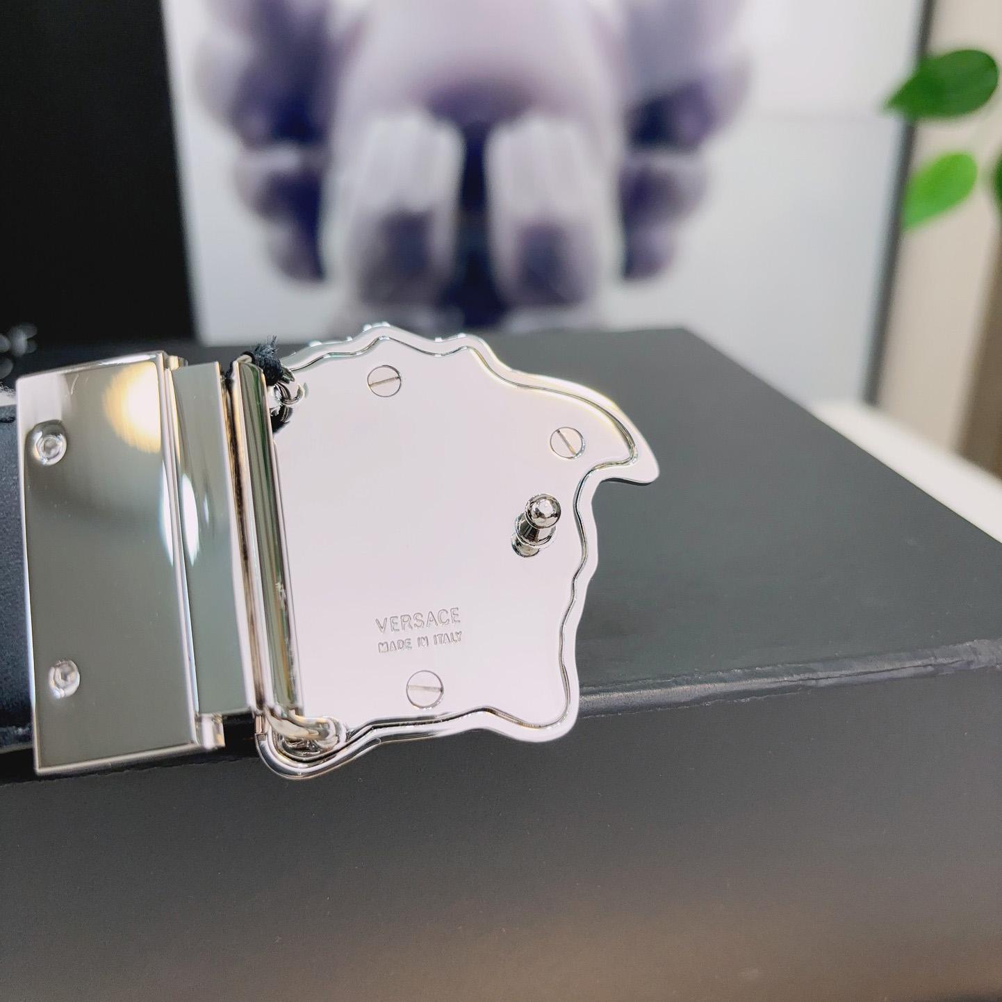 Versace La Medusa Logo-buckle Barocco-print Belt   40mm - 