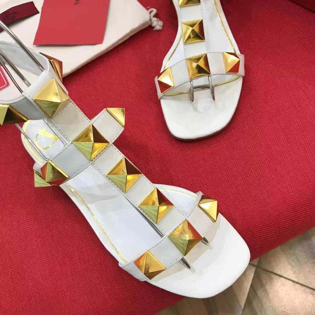 Valenti Roman Stud Flat Calfskin Sandal  - 