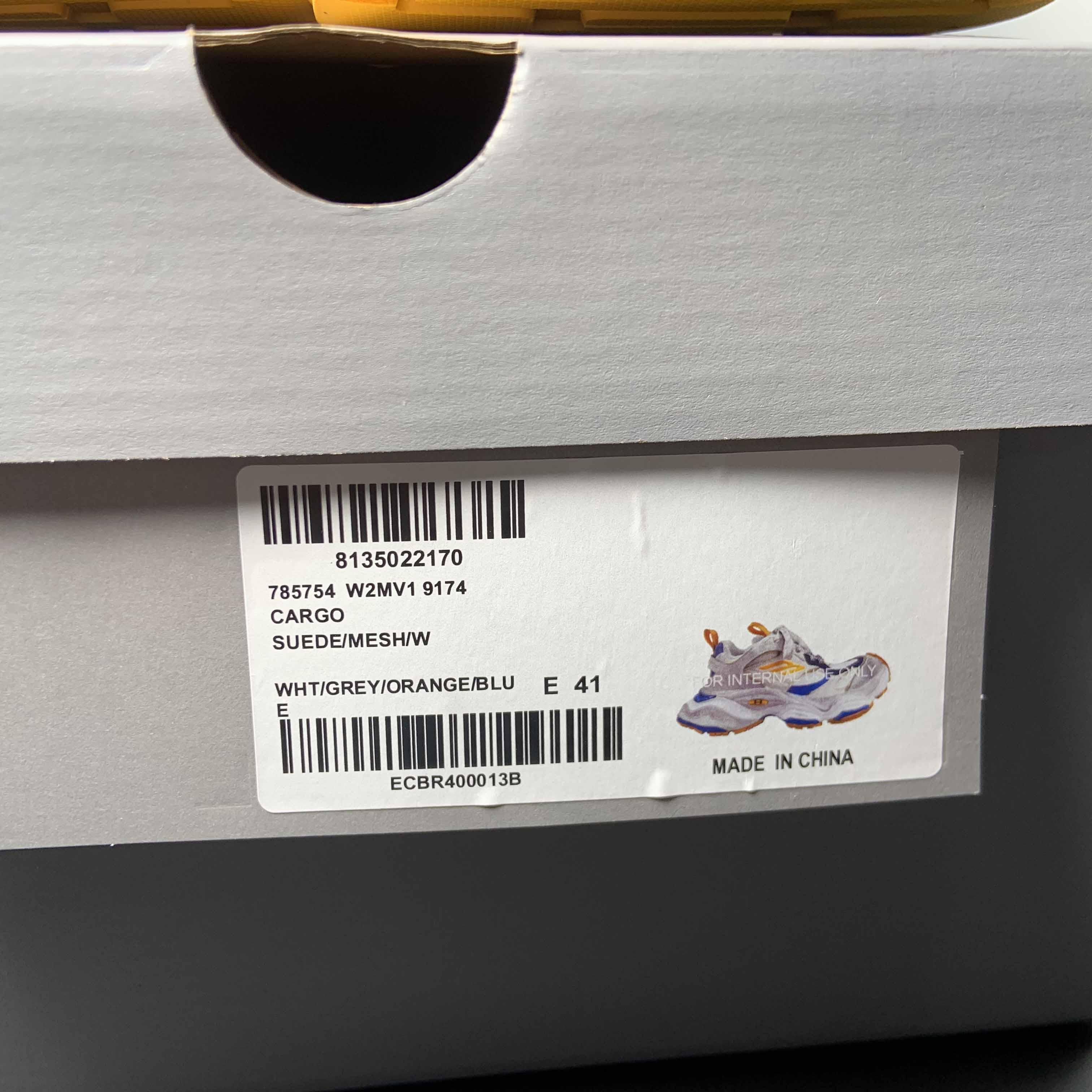 Balenciaga Cargo Sneaker In White/Grey/Orange /Blue  - 