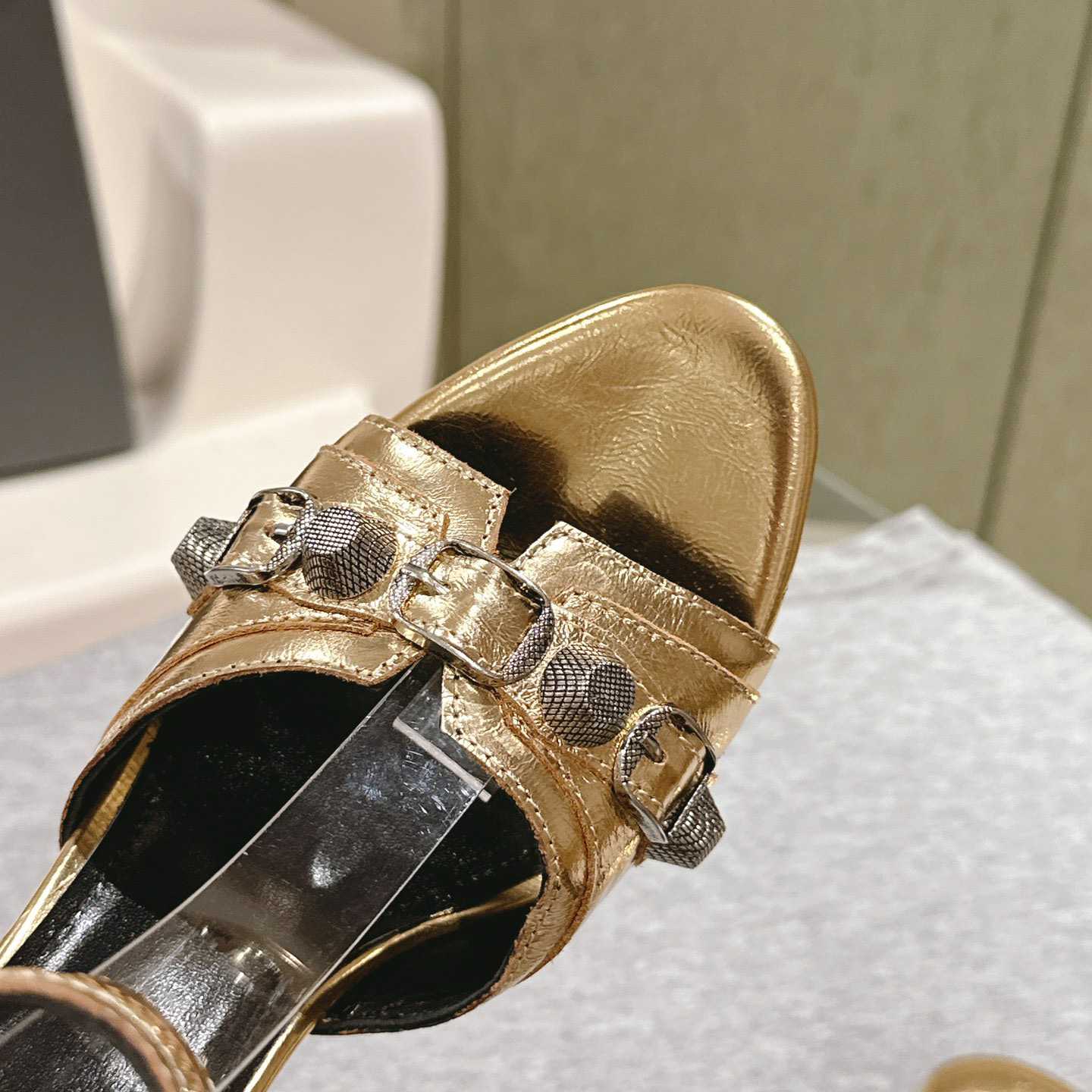 Balenciaga Cagole 110mm Metallic-finish Sandals - 