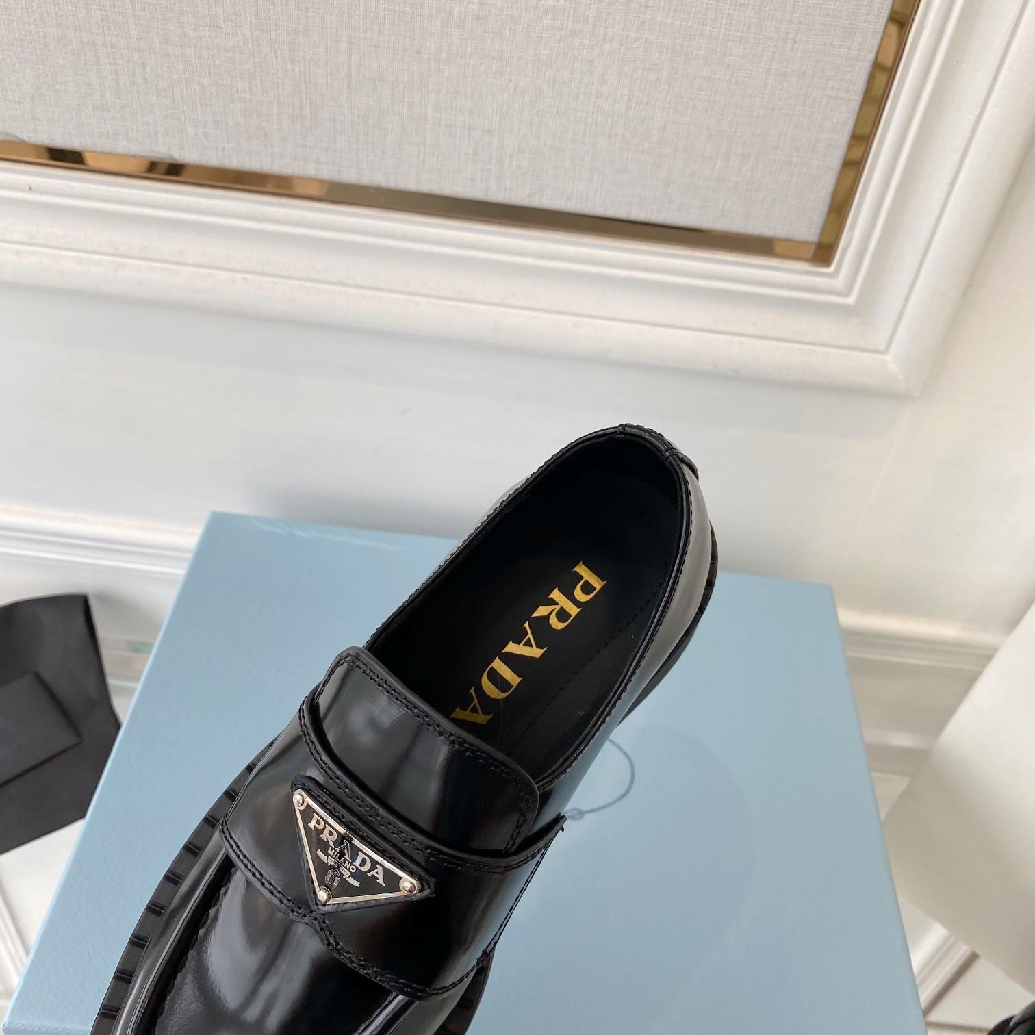Prada Chocolate Patent Leather Loafers - 