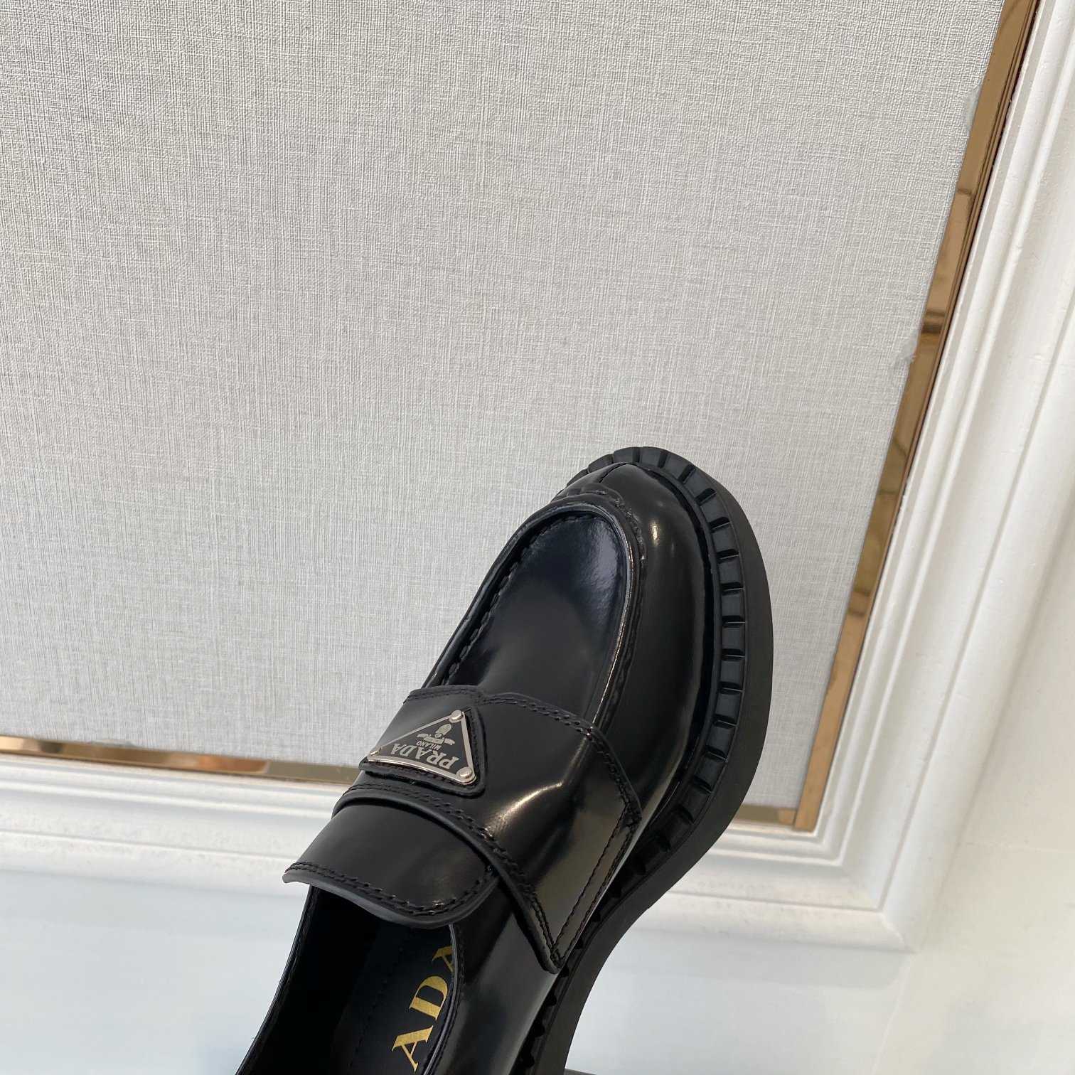 Prada Chocolate Patent Leather Loafers - 