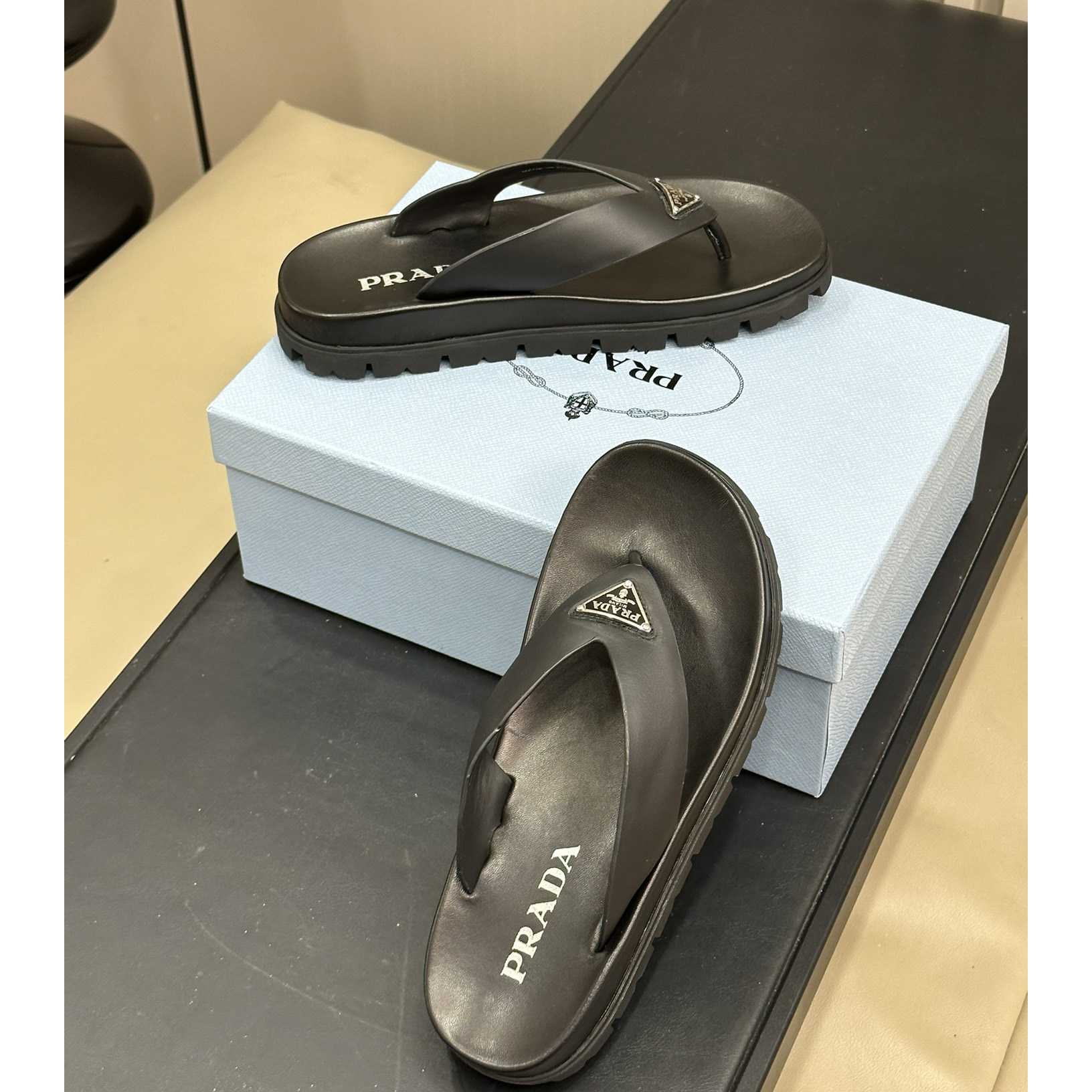 Prada Rubber Thong Sandals - 