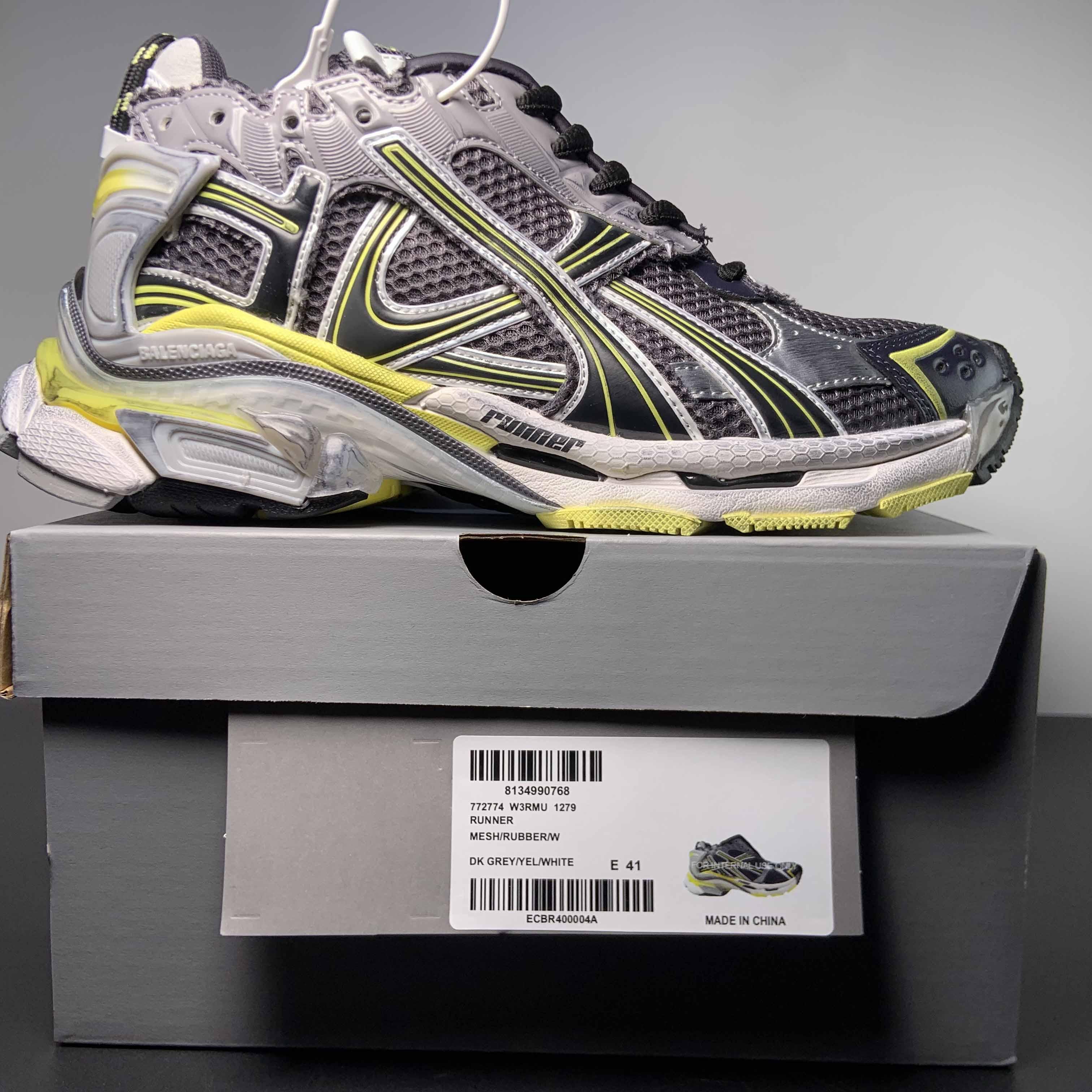 Balenciaga Runner Sneaker In Grey/Yellow And White - 