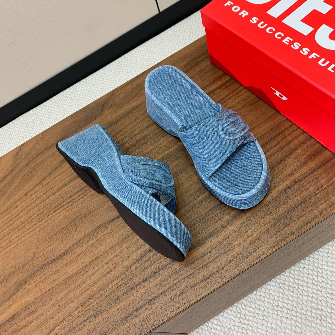 Diesel Sa-Oval D Pf W Denim Sandals - 