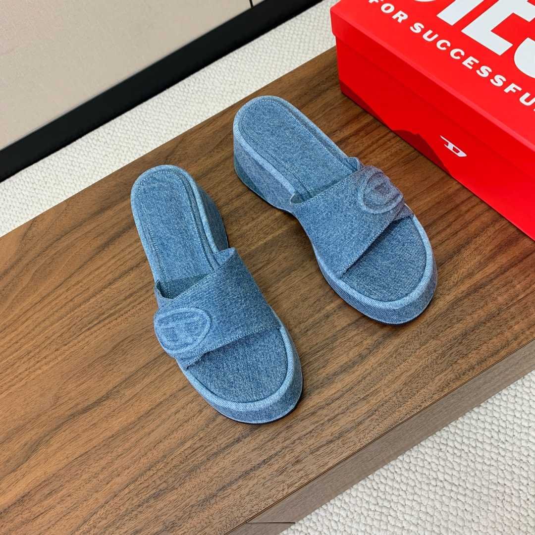 Diesel Sa-Oval D Pf W Denim Sandals - 