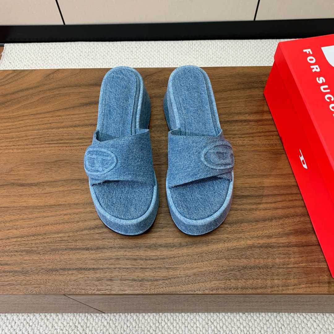 Diesel Sa-Oval D Pf W Denim Sandals - 