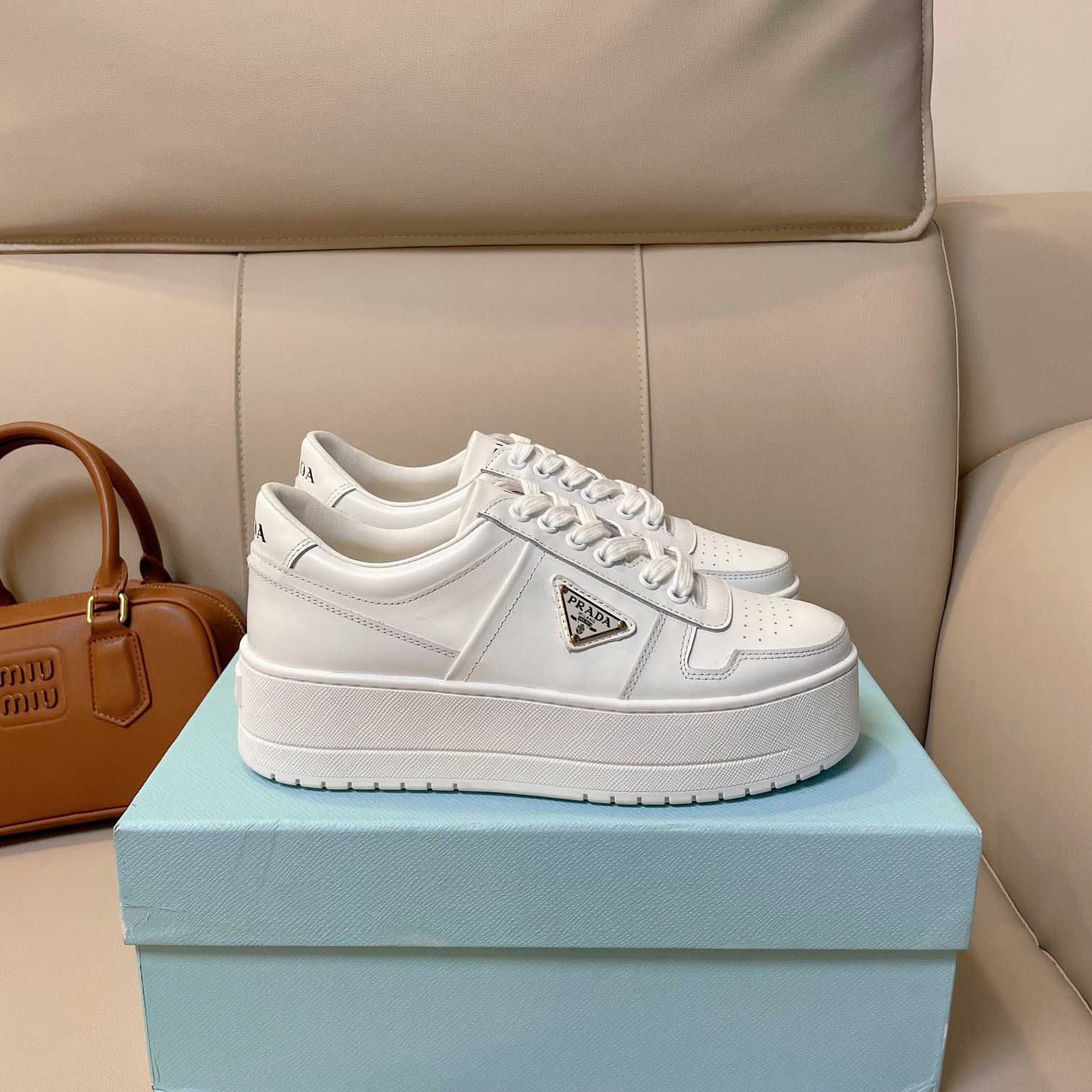 Prada Downtown Bold Leather Sneakers - 