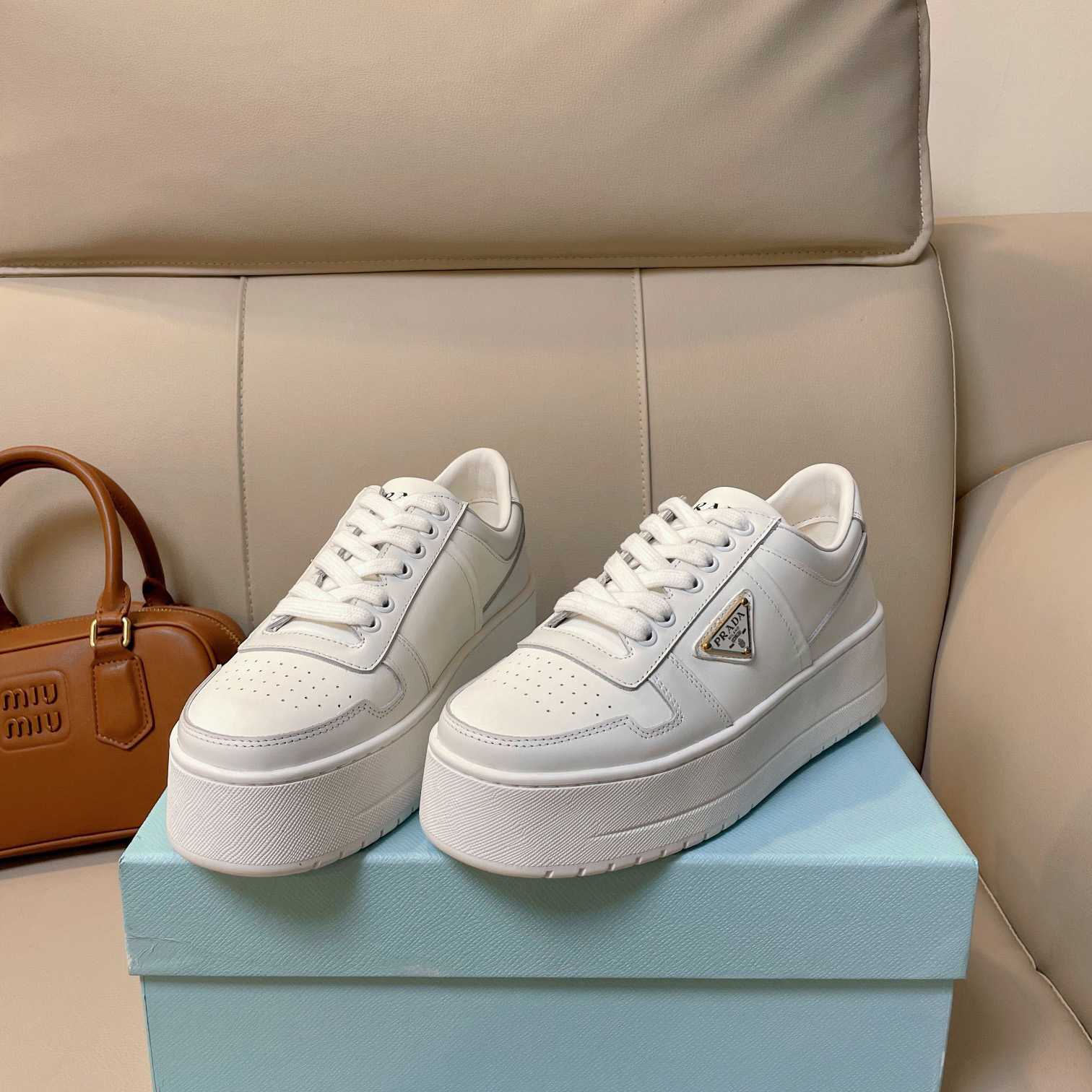 Prada Downtown Bold Leather Sneakers - 