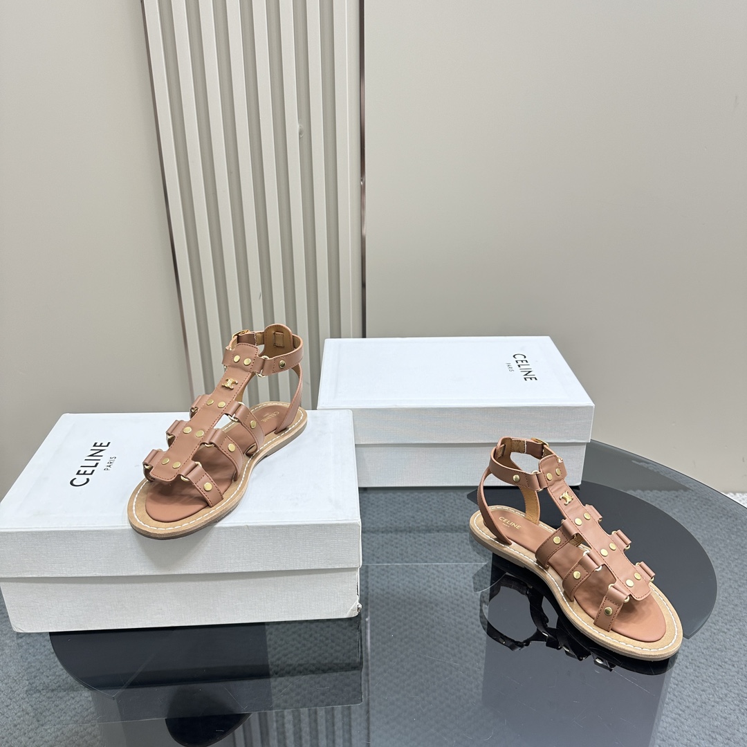 Celine Lympia Gladiator Sandal In Calfskin Tan - 