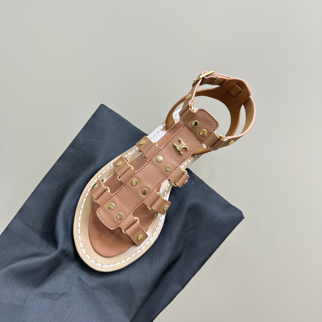 Celine Lympia Gladiator Sandal In Calfskin Tan - 