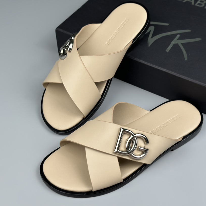 Dolce & Gabbana Logo-plaque Cross-over Leather Sandals - 