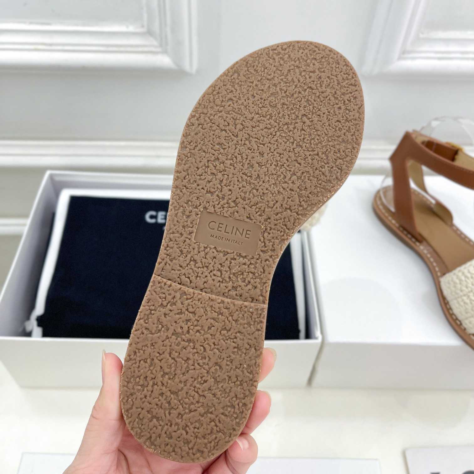 Celine Lympia Sandal In Triomphe Maccrame Cotton & Calfskin - 