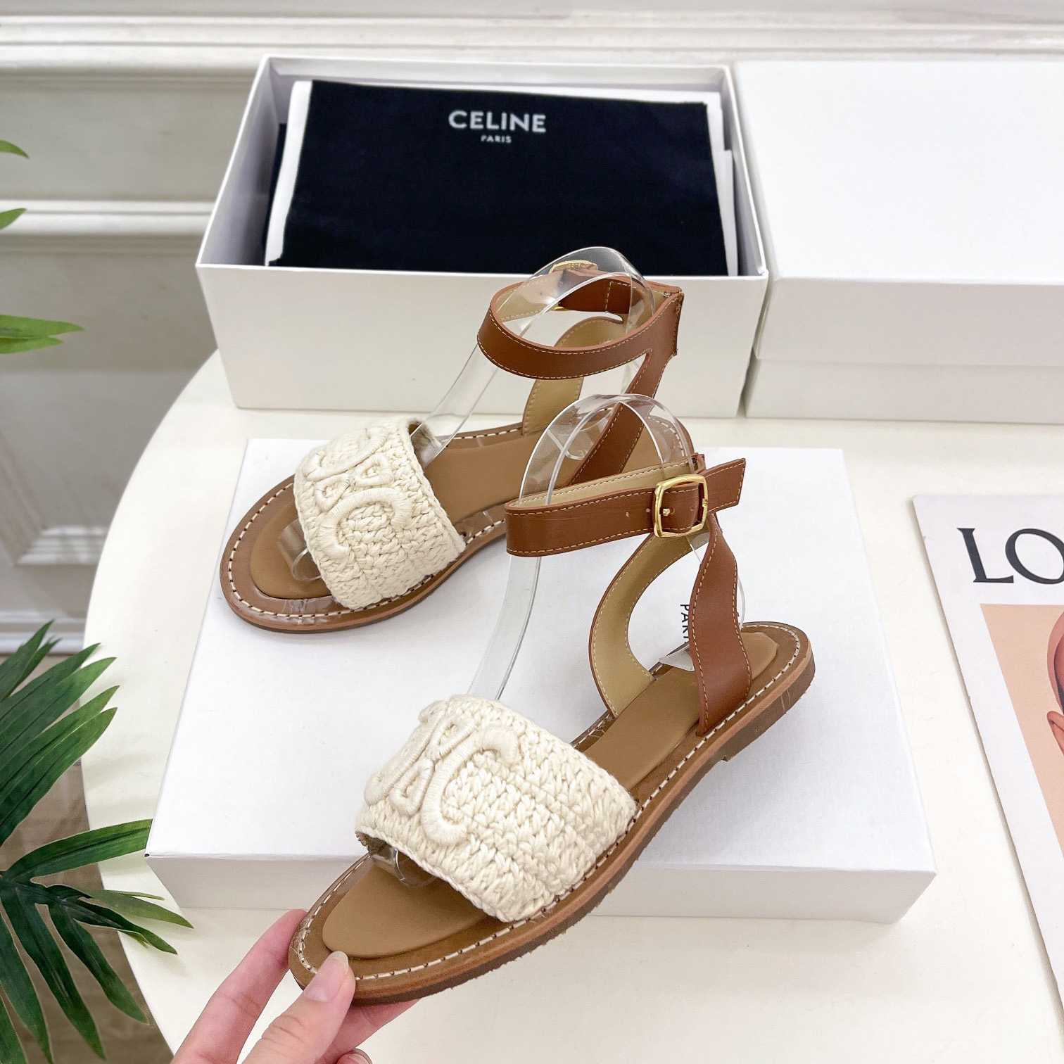 Celine Lympia Sandal In Triomphe Maccrame Cotton & Calfskin - 