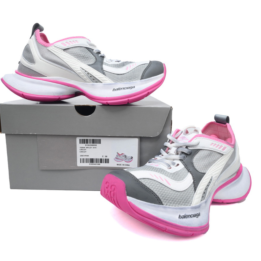 Balenciaga Circuit Sneaker In Grey, White And Pink - 
