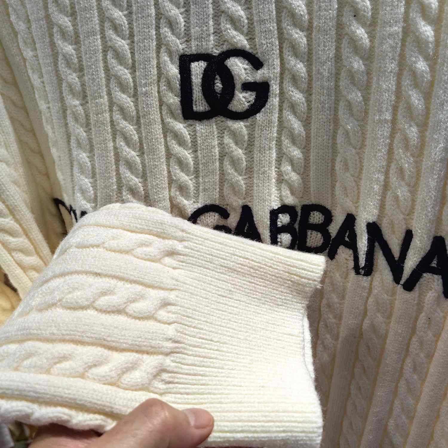 Dolce & Gabbana White Logo-embroidery Virgin Wool Jumper - 
