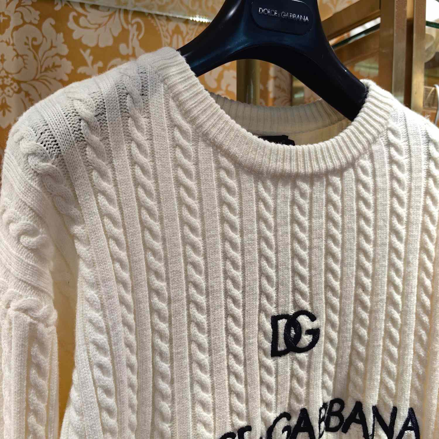 Dolce & Gabbana White Logo-embroidery Virgin Wool Jumper - 