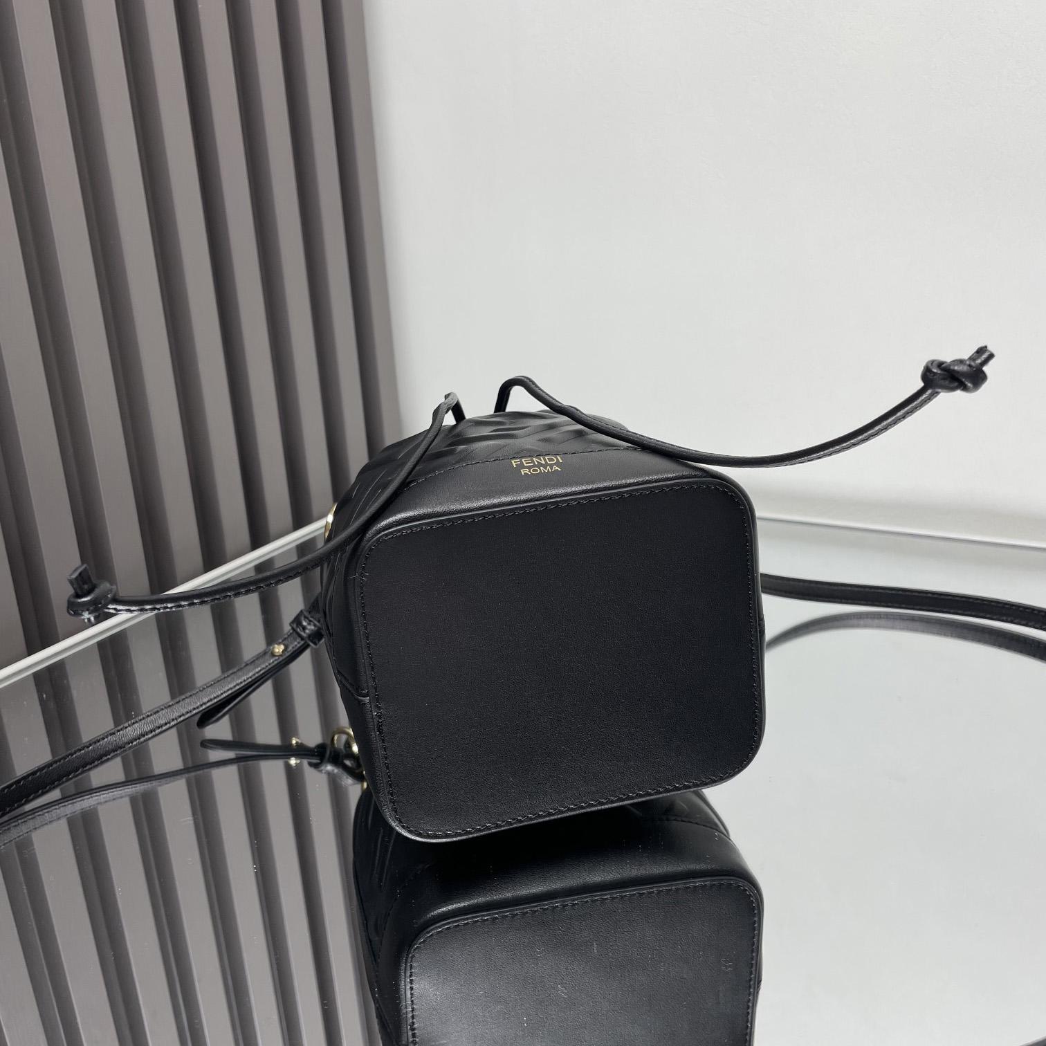 Fendi Mon Tresor Black Leather Mini-bag With FF Motif - DesignerGu