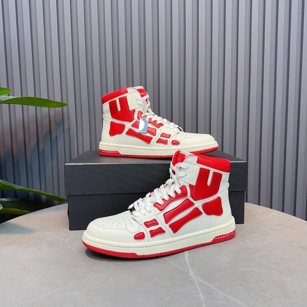 Amiri Leather-Textile High-Top Sneakers - 