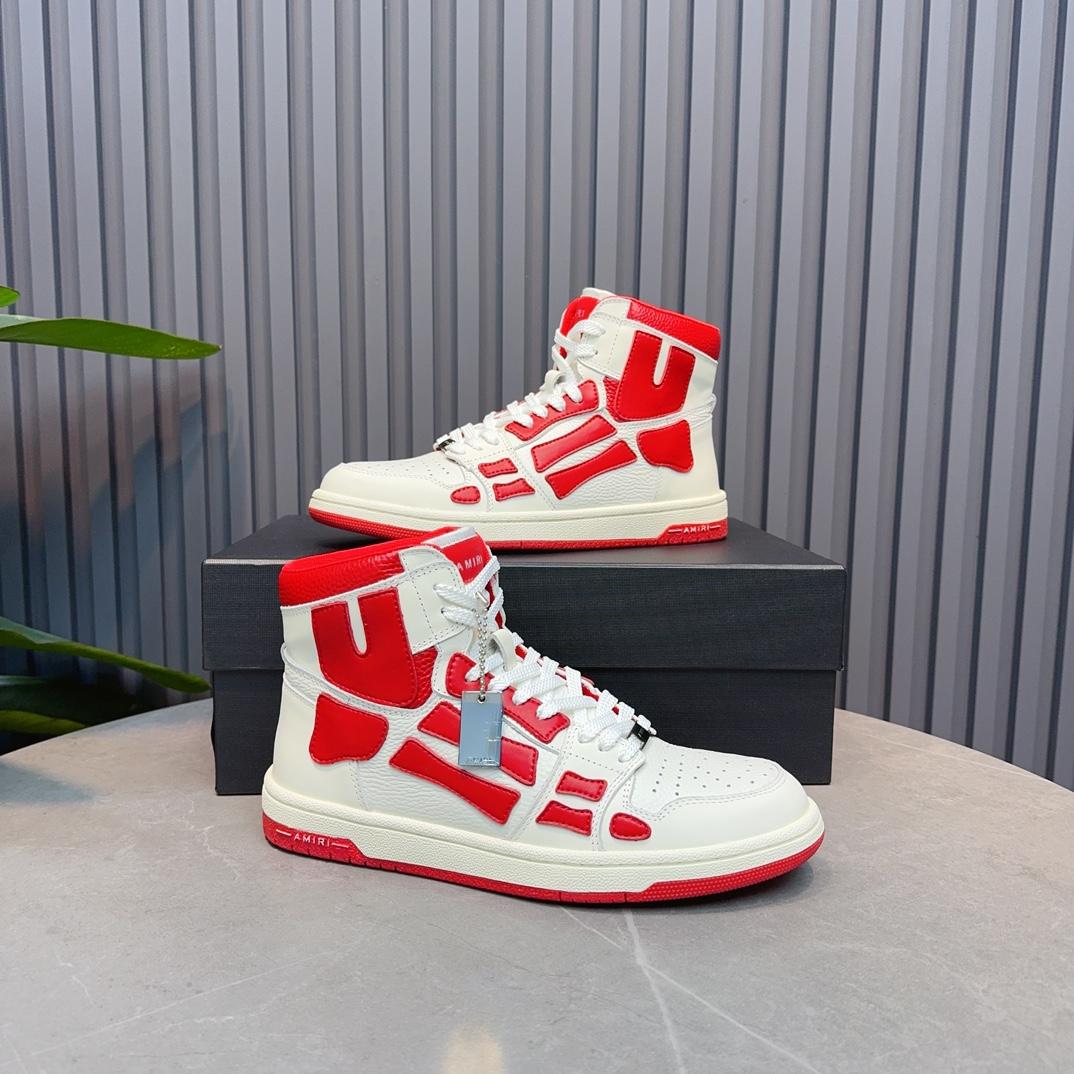 Amiri Leather-Textile High-Top Sneakers - 