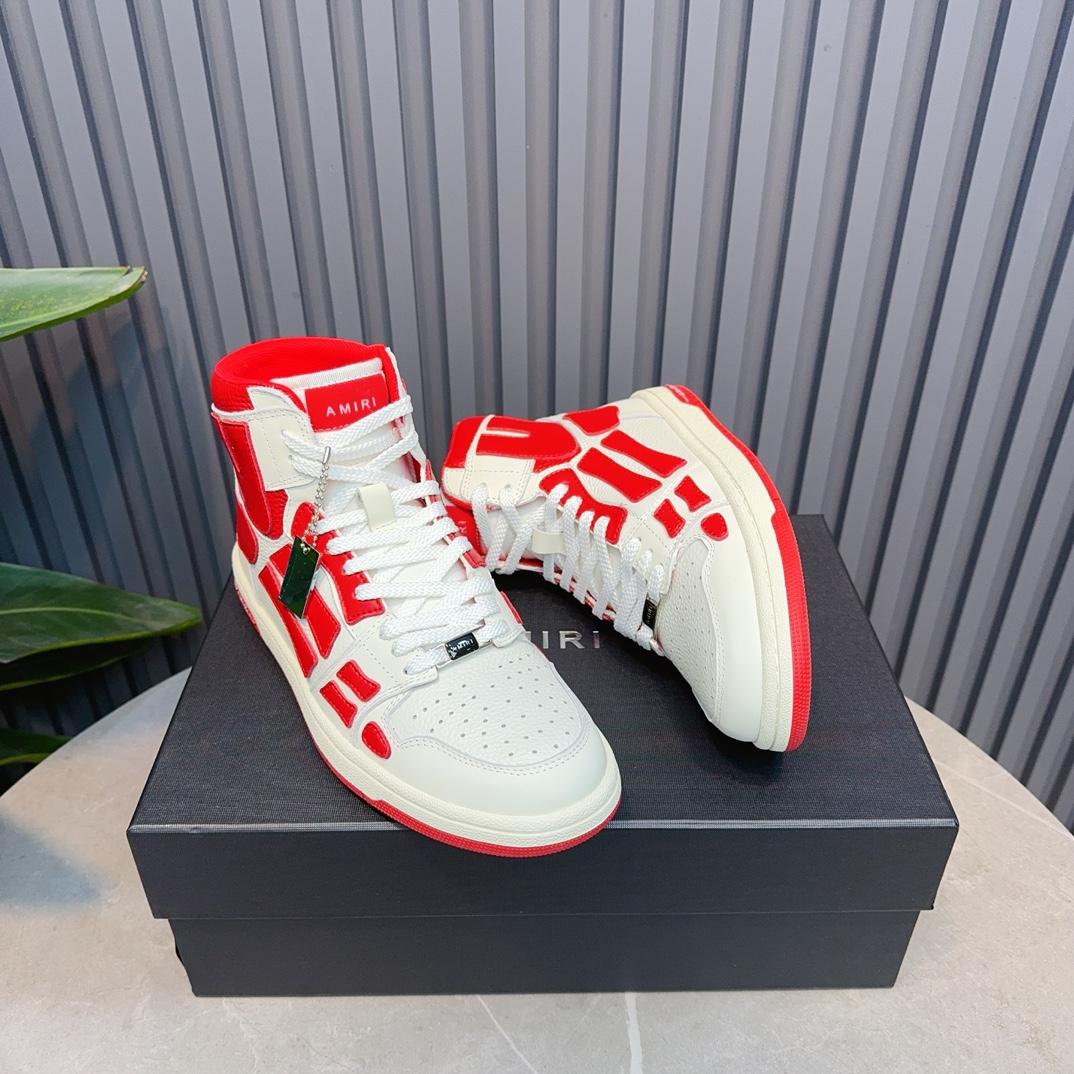Amiri Leather-Textile High-Top Sneakers - 