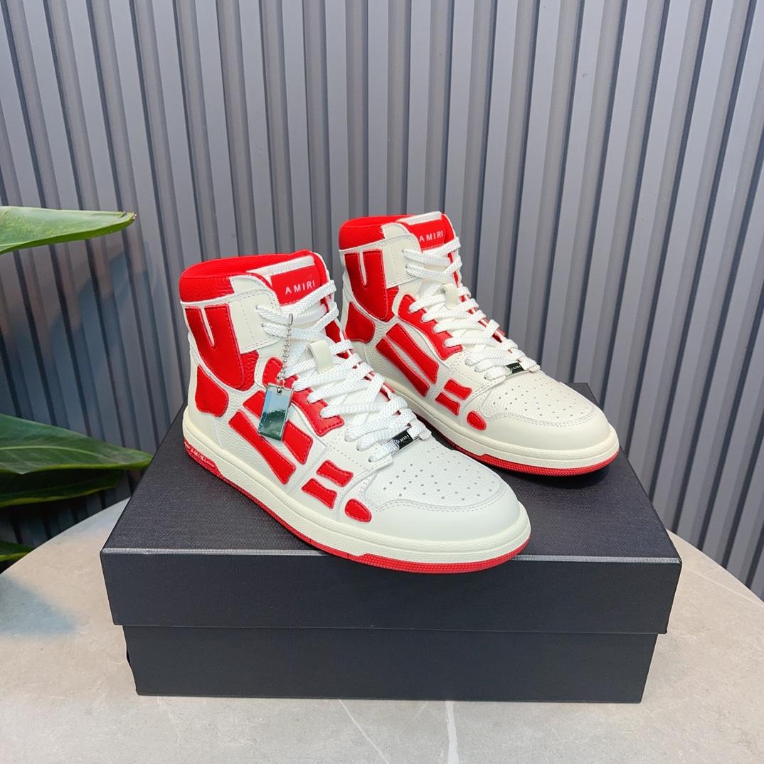 Amiri Leather-Textile High-Top Sneakers - 