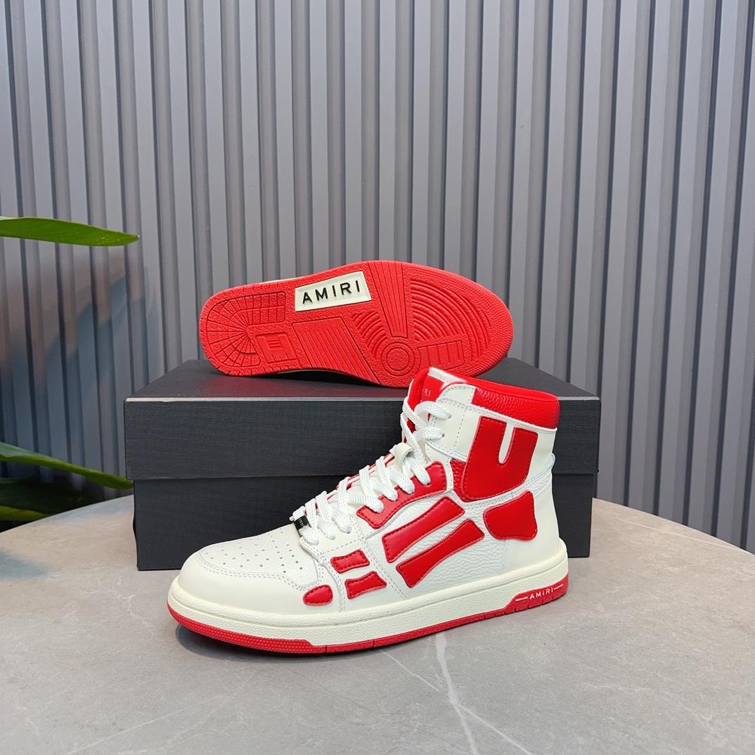 Amiri Leather-Textile High-Top Sneakers - 