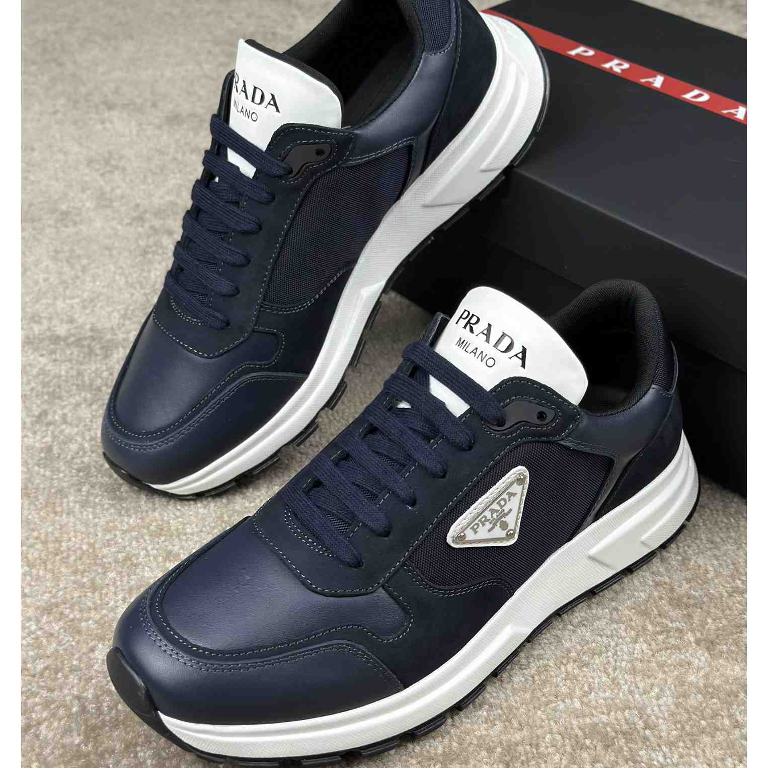 Prada Leather And Re-Nylon Sneakers - 