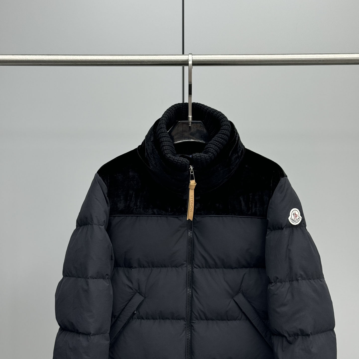 Moncler Auffrique  Velvet-trimmed Down Jacket - 