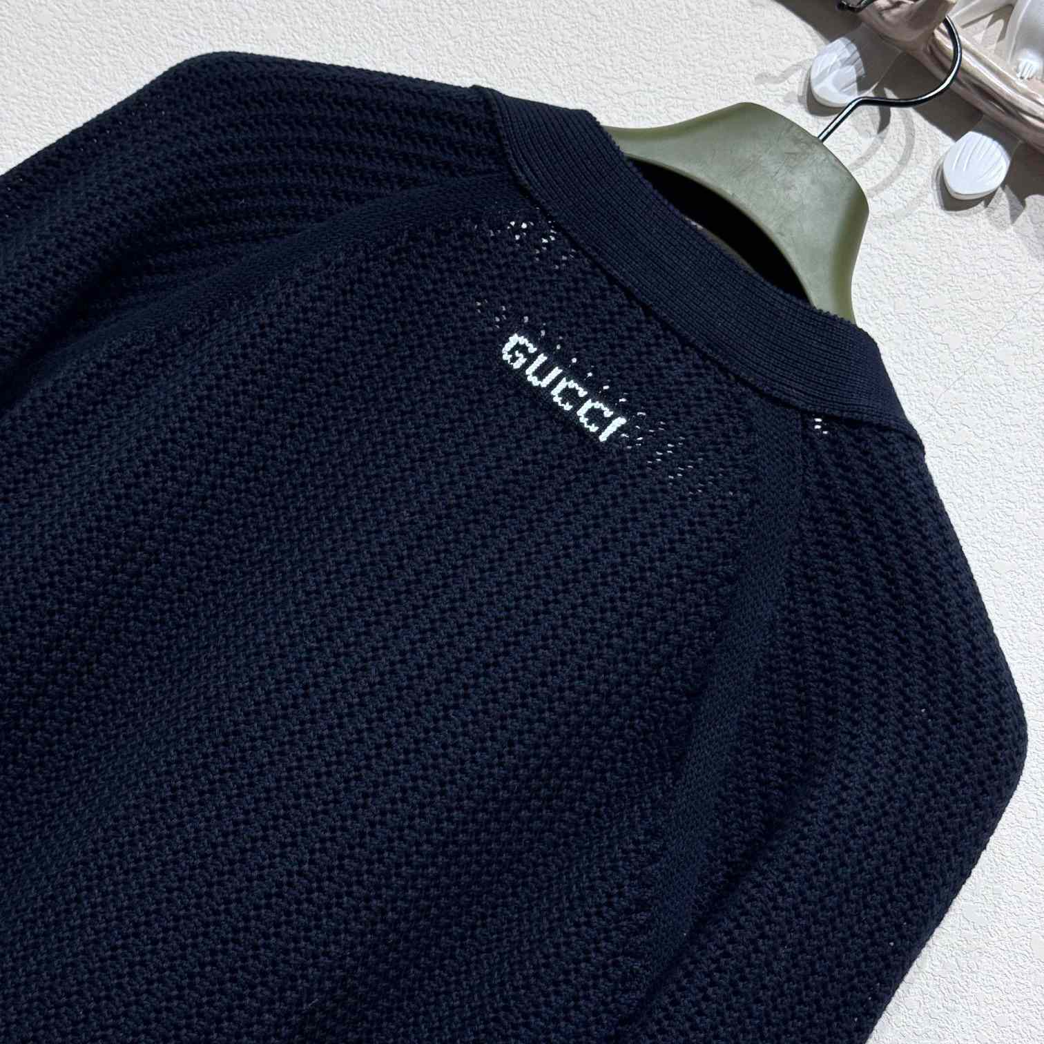 Gucci Ajour Cotton Knit Cardigan With Web - 