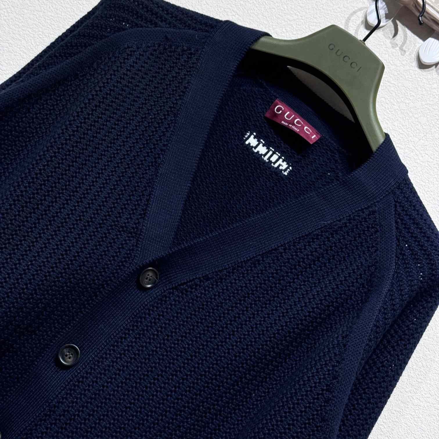 Gucci Ajour Cotton Knit Cardigan With Web - 