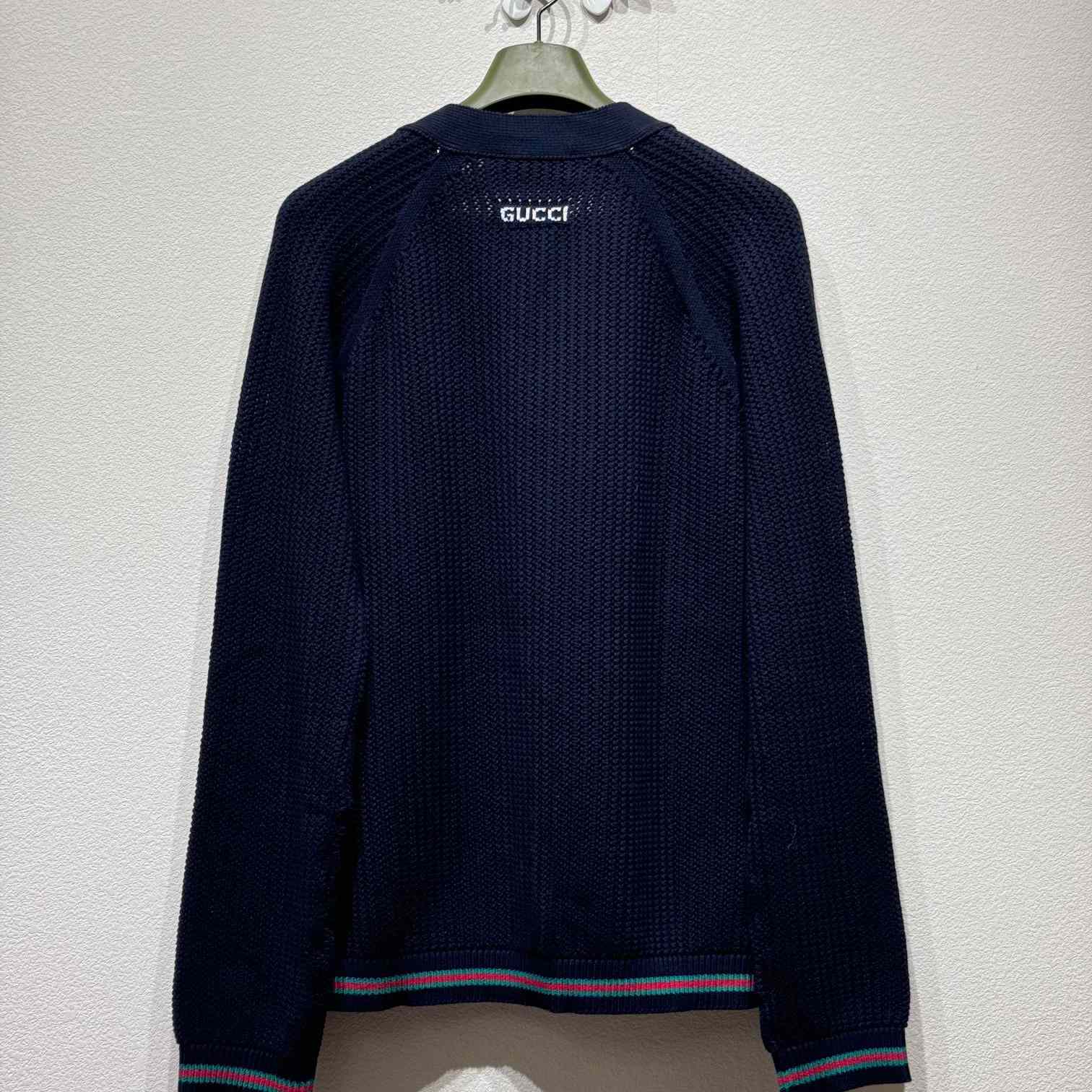 Gucci Ajour Cotton Knit Cardigan With Web - 