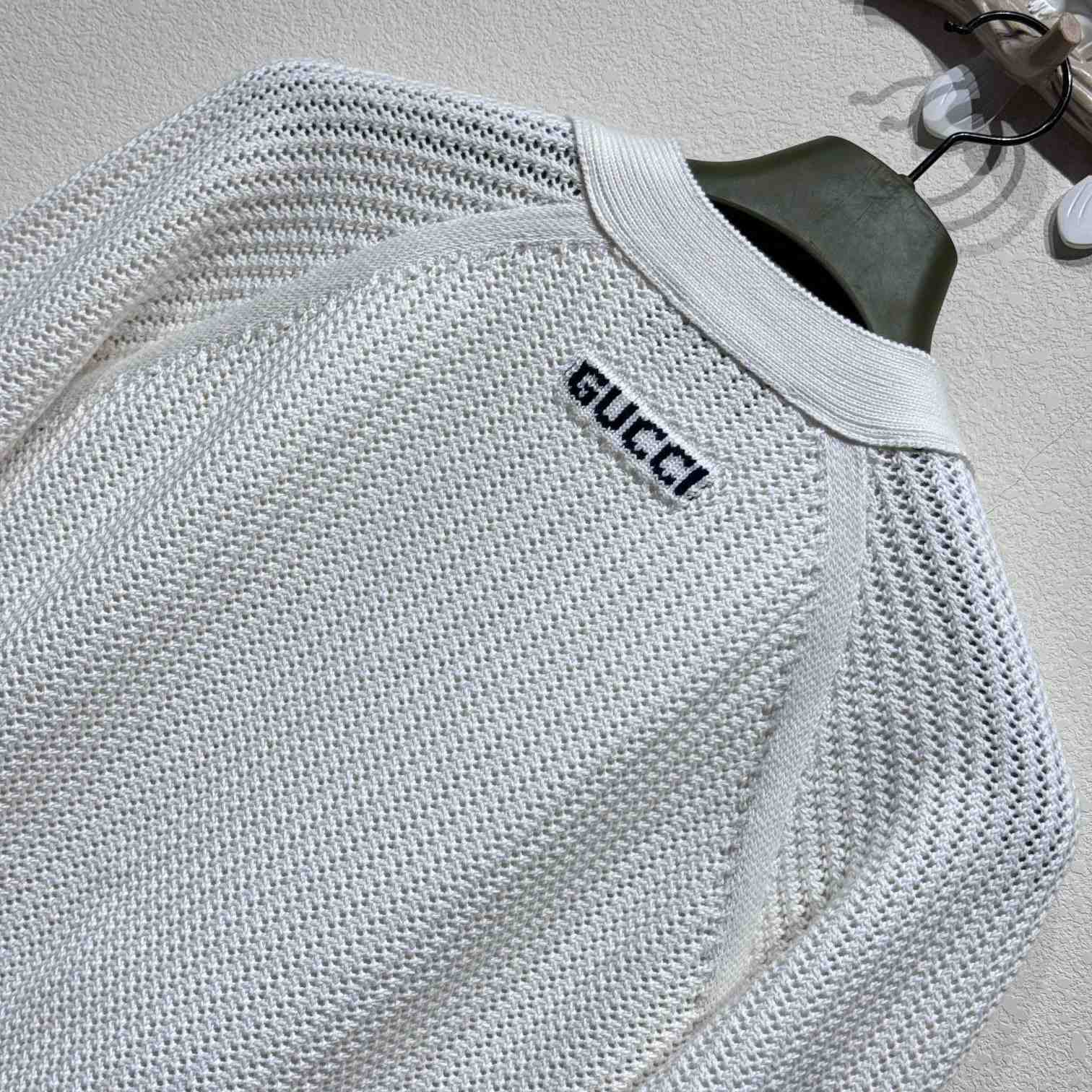 Gucci Ajour Cotton Knit Cardigan With Web - 