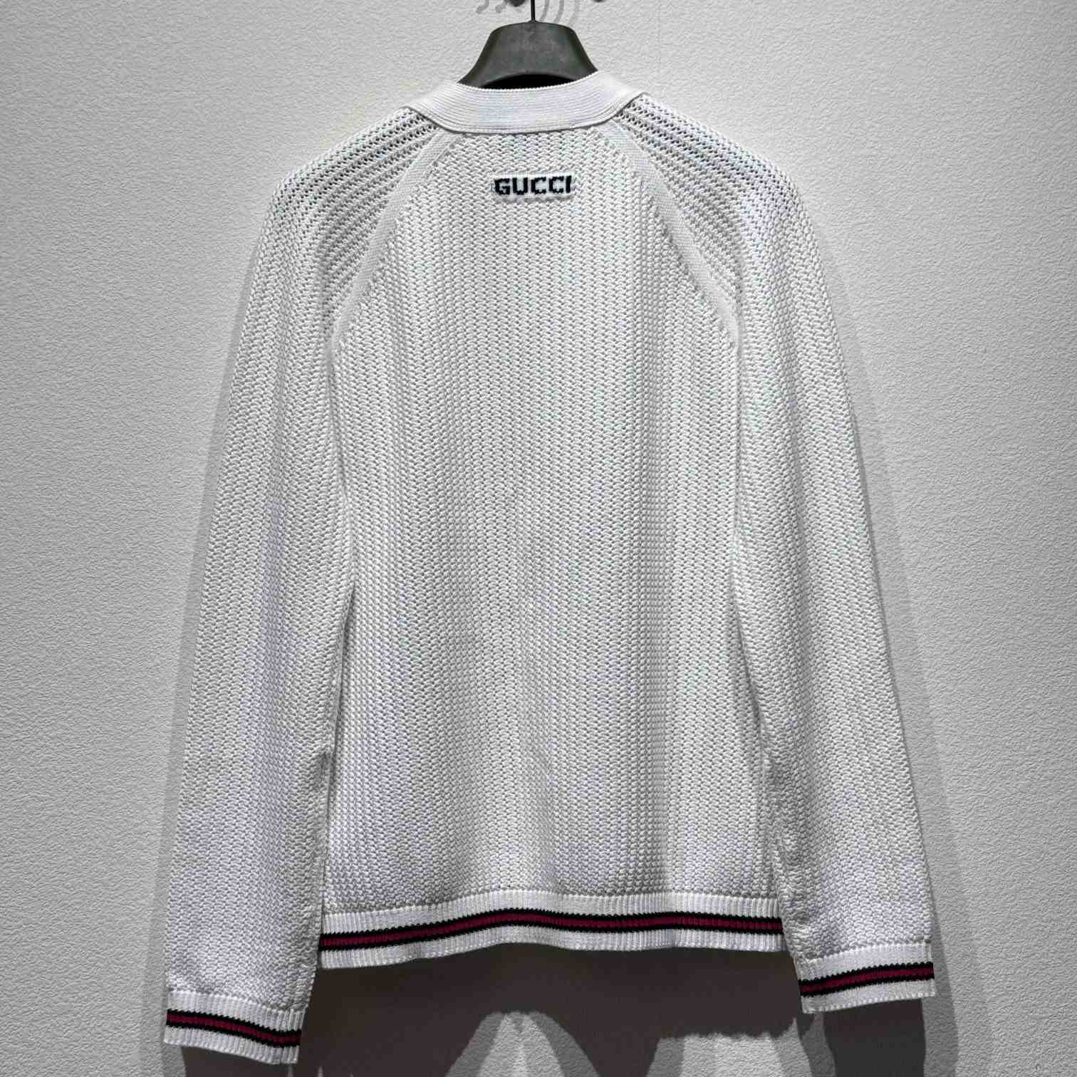 Gucci Ajour Cotton Knit Cardigan With Web - 