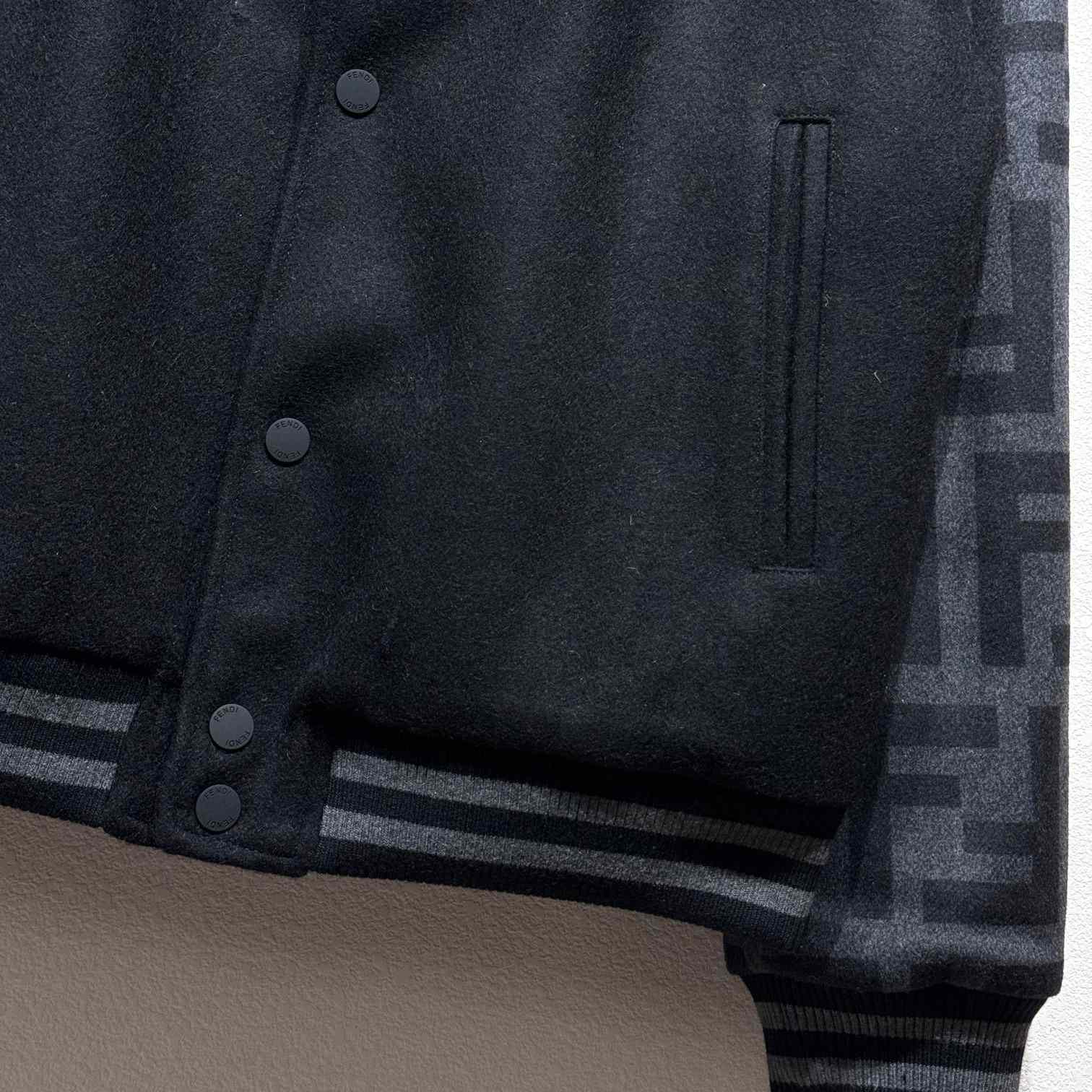 Fendi Black Wool Bomber Jacket - 