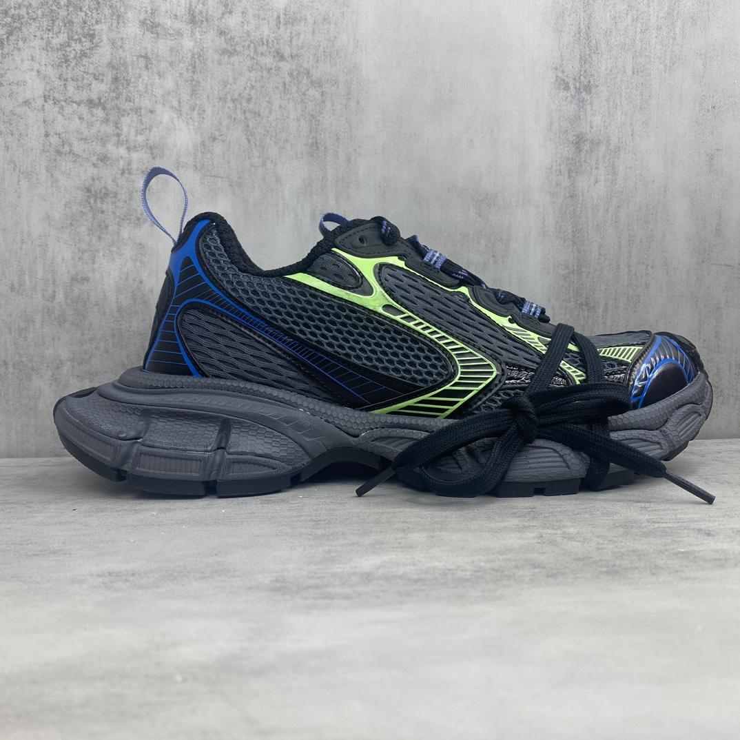 Balenciaga 3XL Sneaker In Dark Grey, Black, Blue And Green Mesh - 