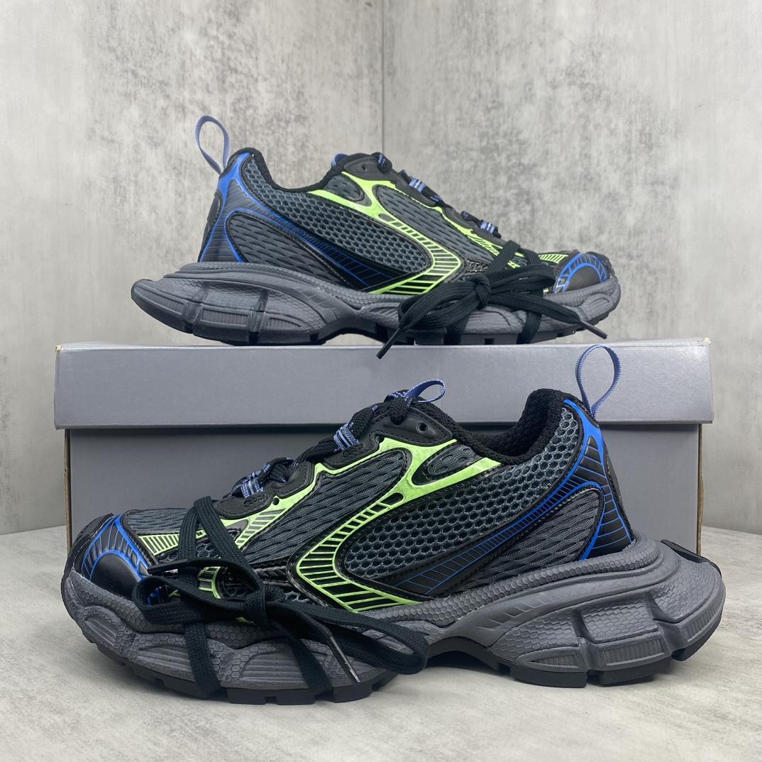 Balenciaga 3XL Sneaker In Dark Grey, Black, Blue And Green Mesh - 