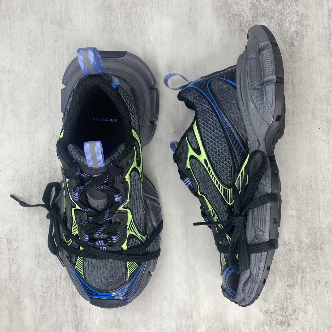Balenciaga 3XL Sneaker In Dark Grey, Black, Blue And Green Mesh - 