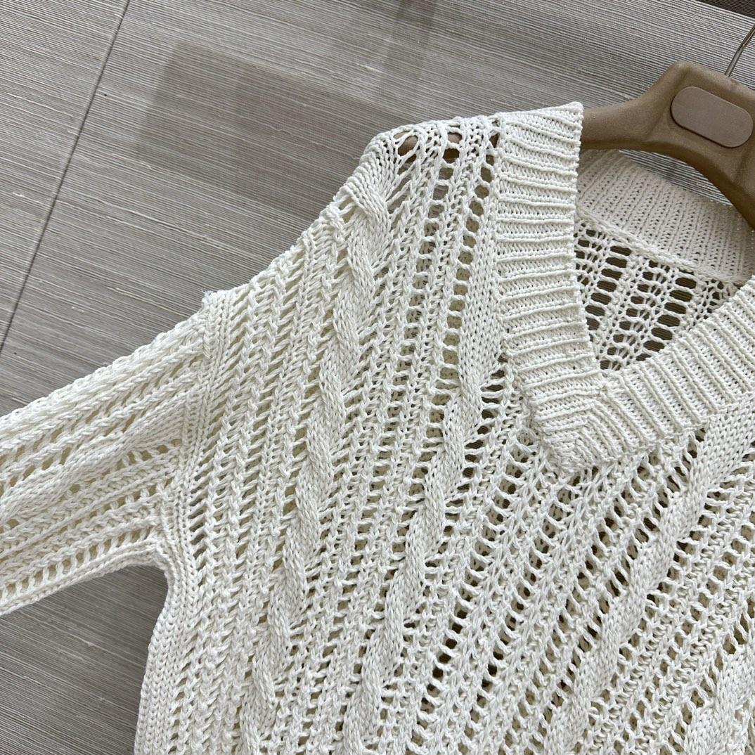 Brunello Cucinelli Jute And Cotton Cable & Mesh Sweater - 