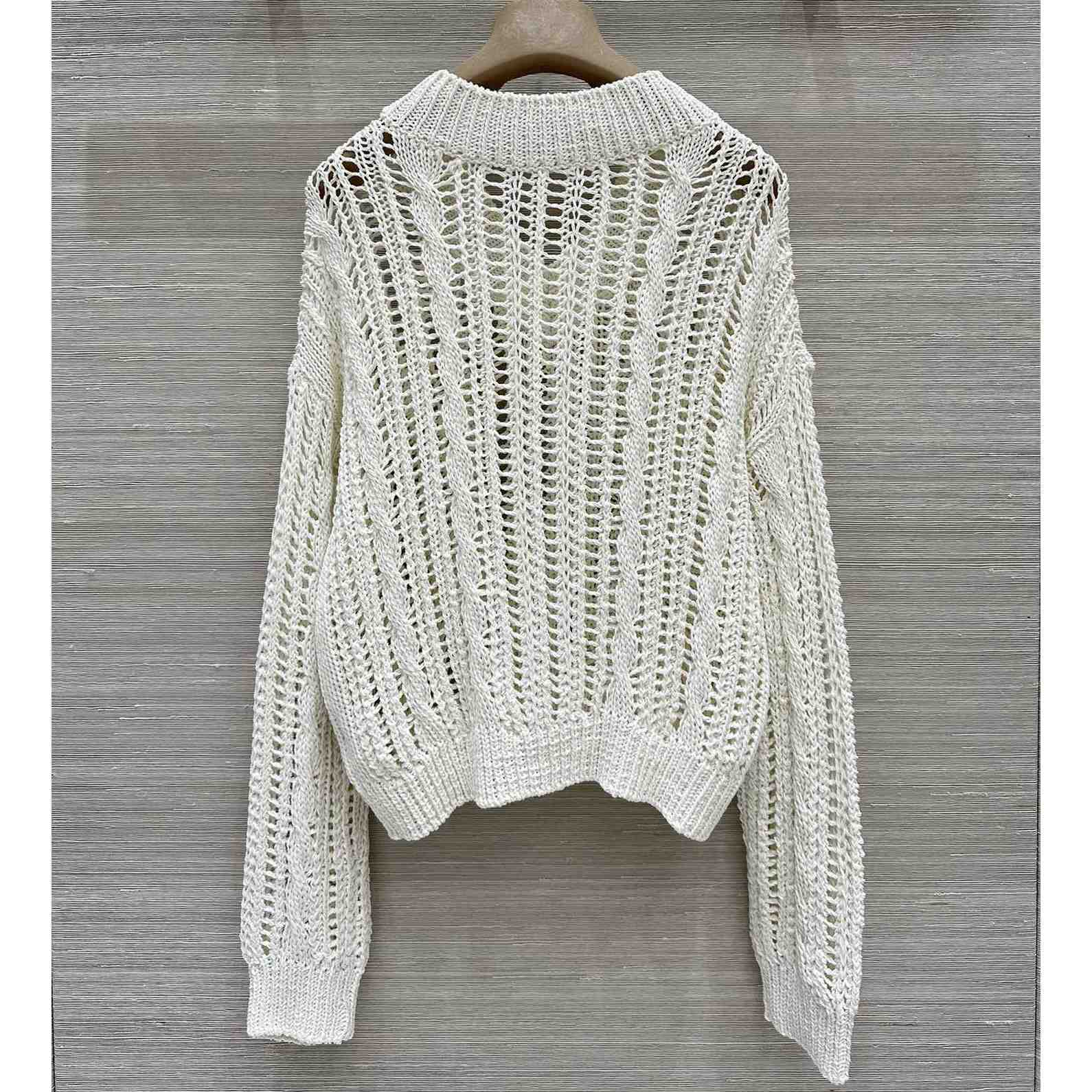 Brunello Cucinelli Jute And Cotton Cable & Mesh Sweater - 