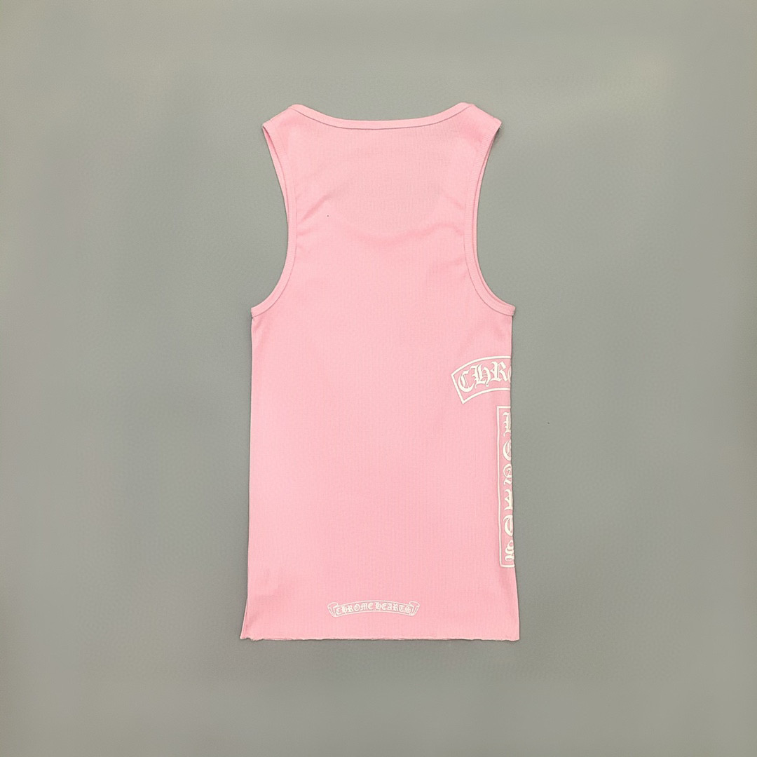 Chrome Hearts Pink Vertical Logo Tank Top - 