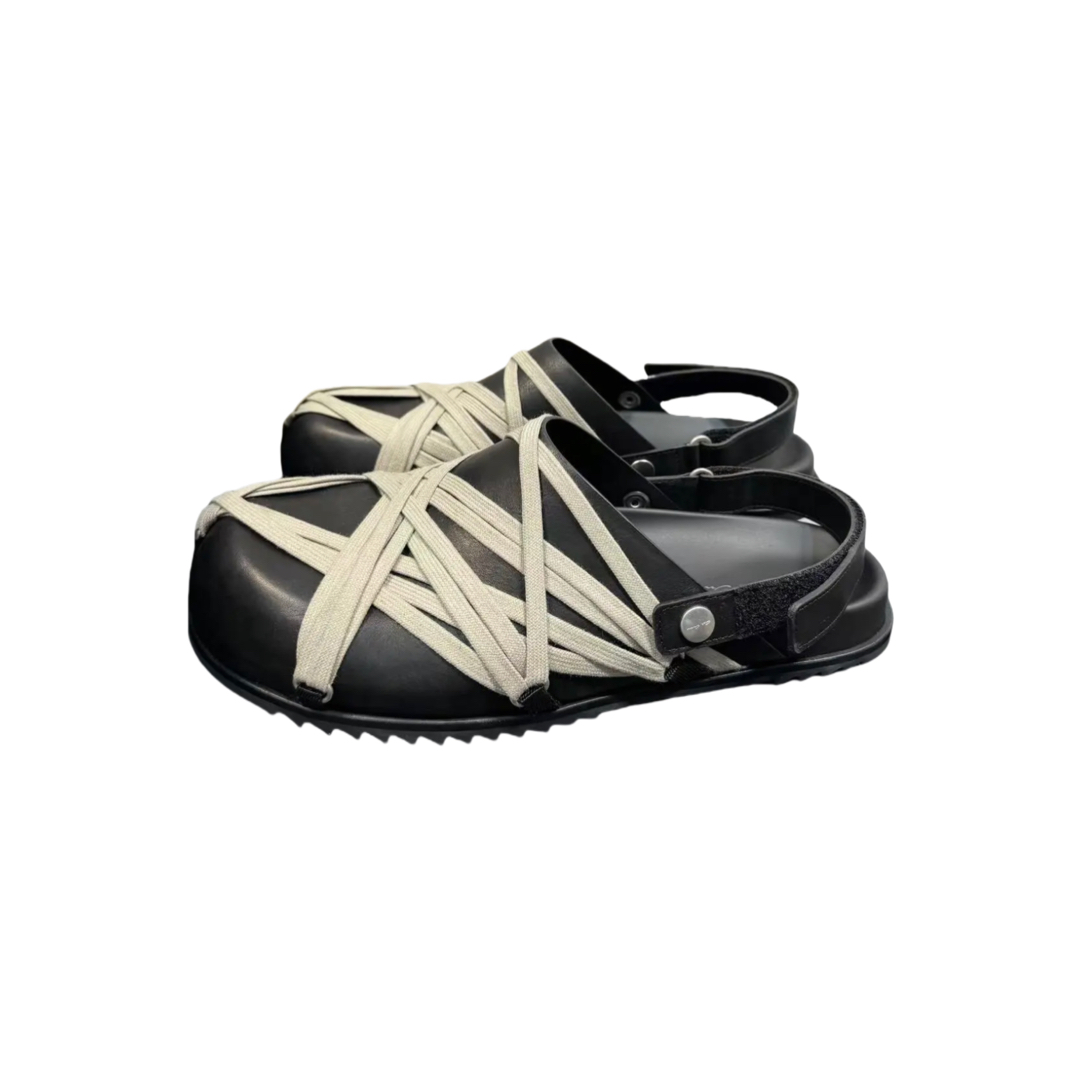 Rick Owens Hollywood Megalaced Mule Granola 'Black' - DesignerGu
