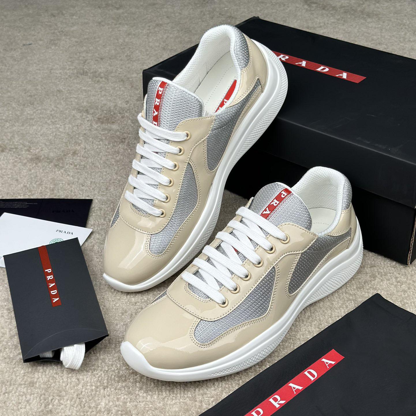 Prada America's Cup Patent Leather And Bike Fabric Sneakers - 