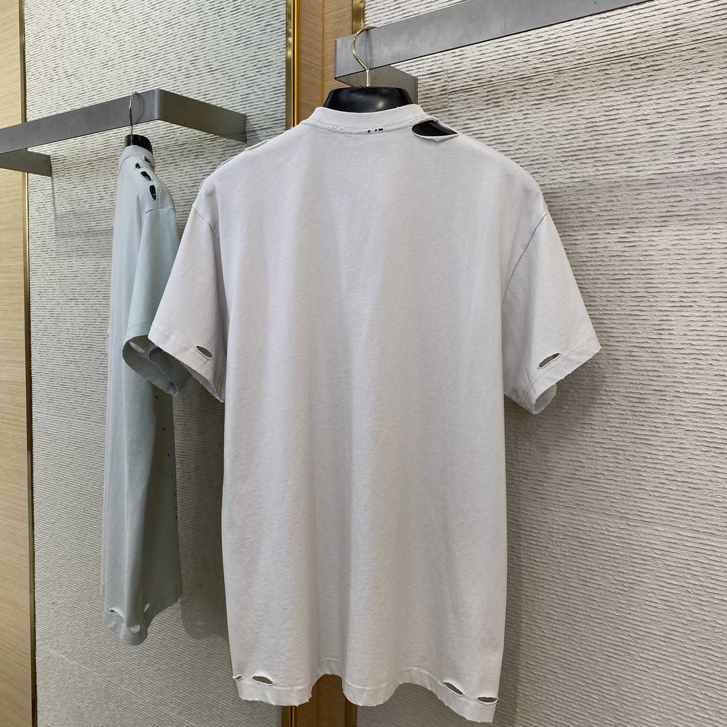 Balenciaga Eye Chart Distressed Oversize Cotton T-shirt - DesignerGu