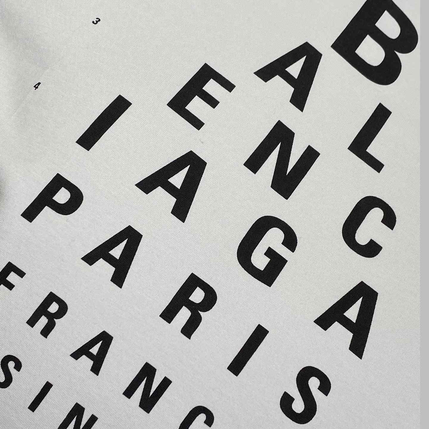Balenciaga Eye Chart Distressed Oversize Cotton T-shirt - DesignerGu