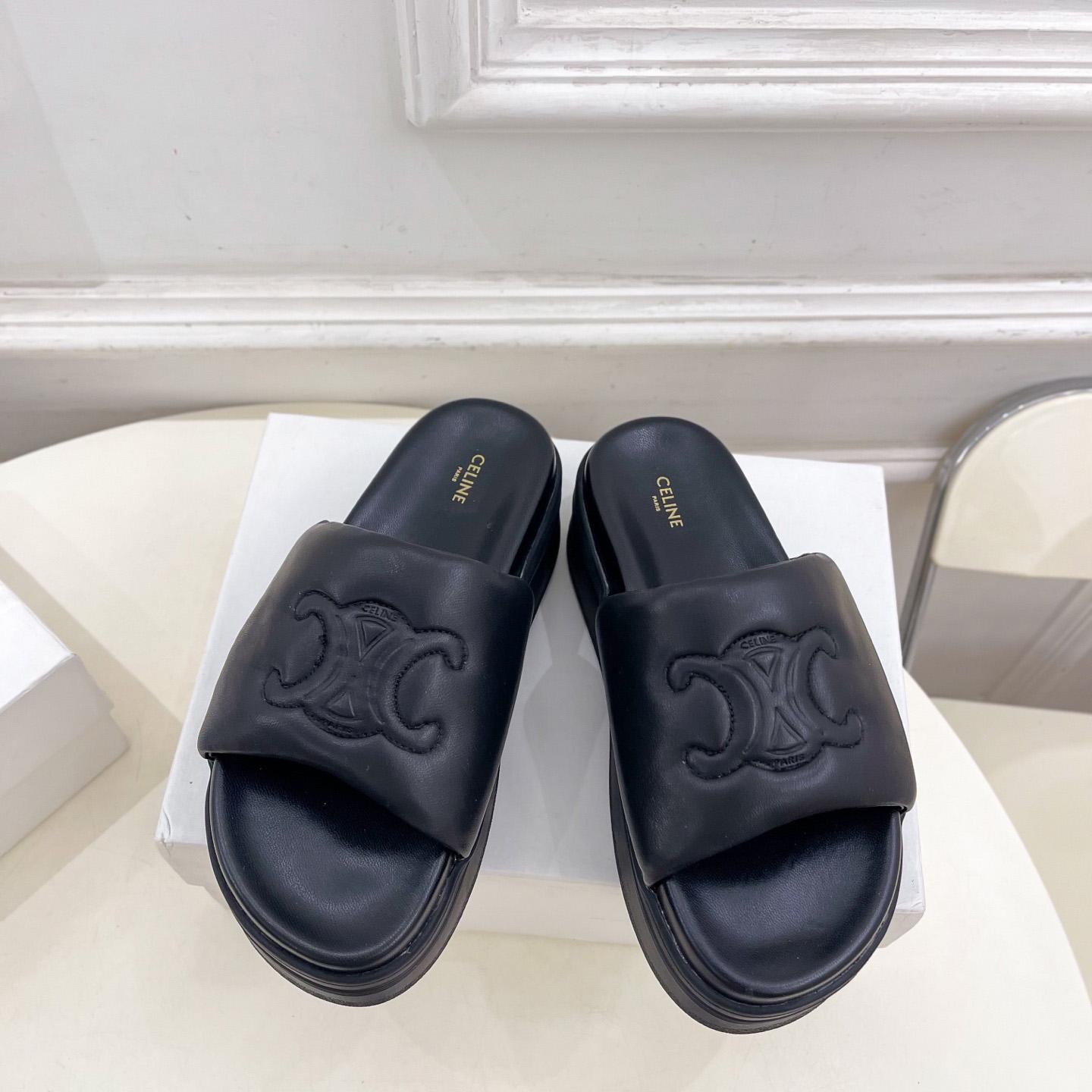 Celine Block Slide With Triomphe In Lambskin - DesignerGu
